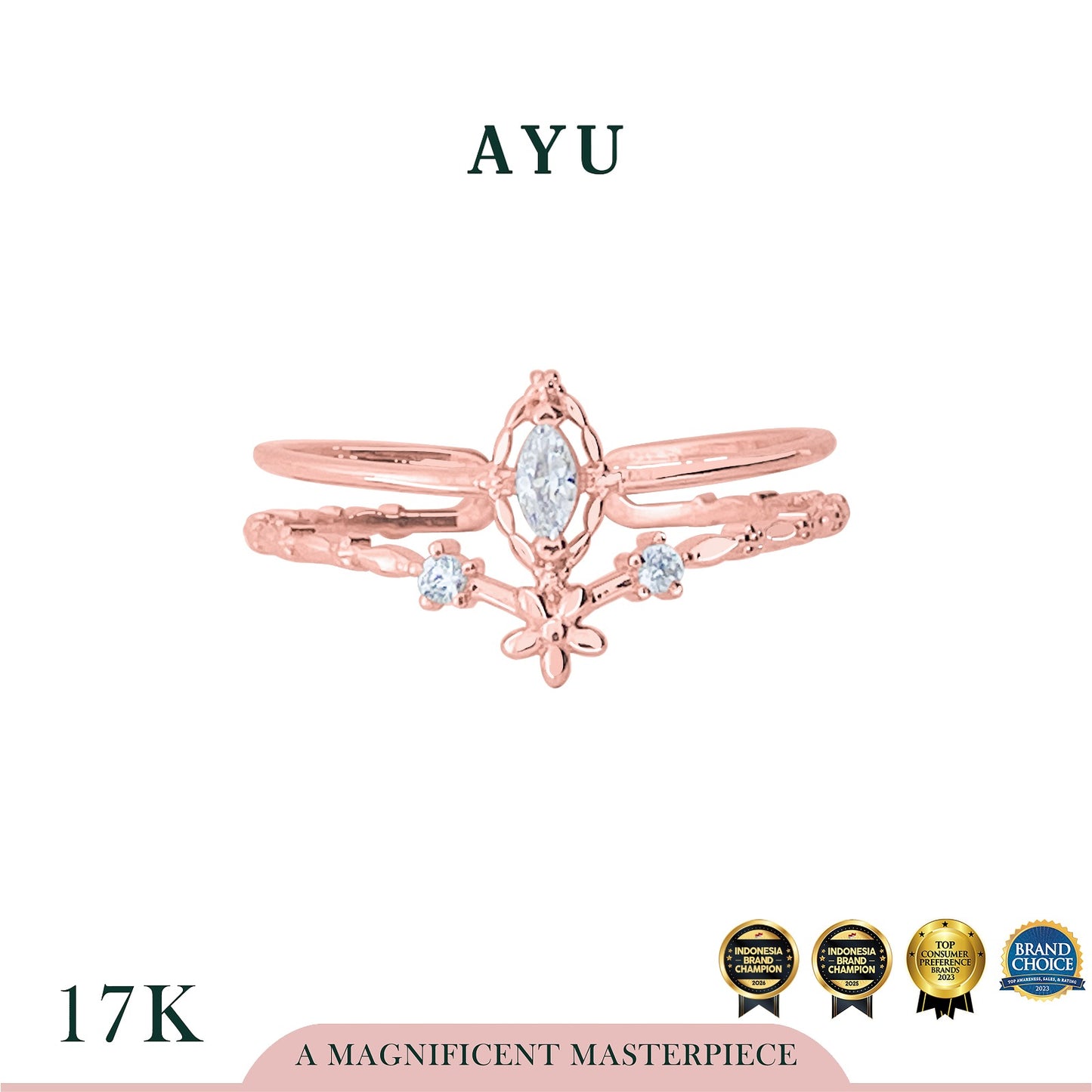 AYU Cincin Emas - Wish Upon A Star Ring 17k Rose Gold