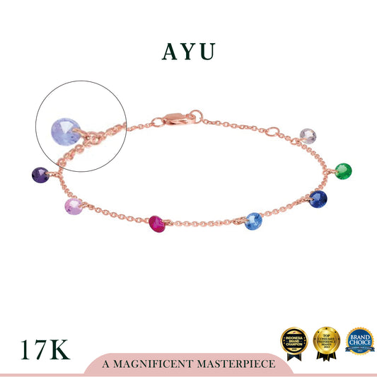 AYU 8 Candy pop Chain Bracelet Rainbow 17k Rose Gold
