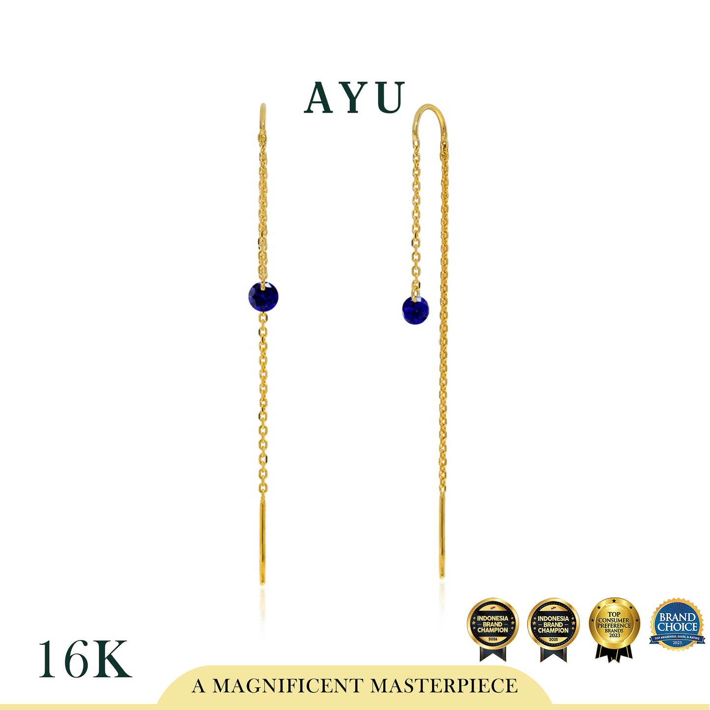 AYU Anting Emas - Candy Pop Dangle Thread Earrings 16K Yellow Gold