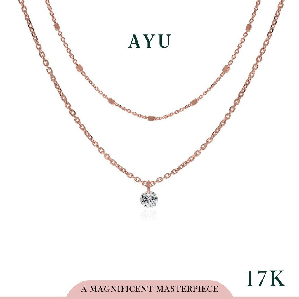 AYU Kalung Emas Korea Candy Pop Double Chain Necklace 17K Rose Gold
