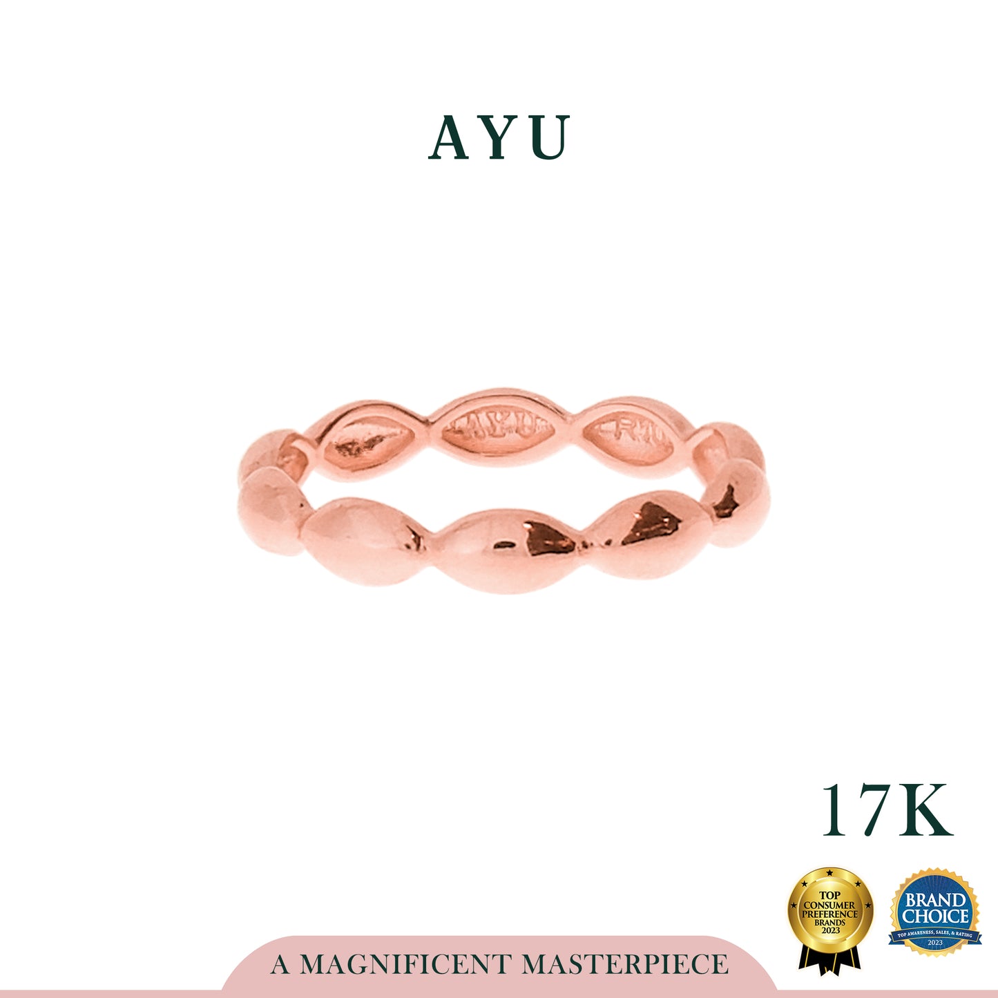 AYU Cincin Emas - Gold Chubby Pukis Stack 17K Rose Gold