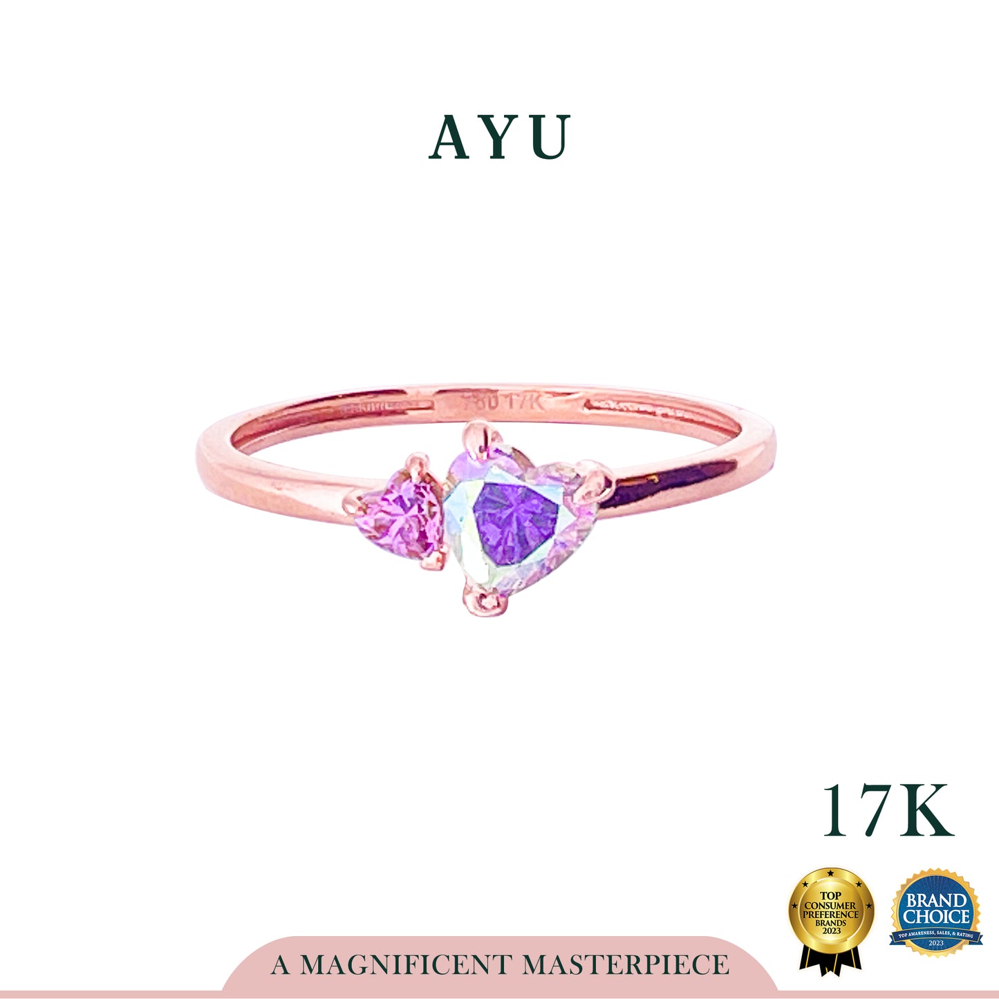 AYU Cincin Emas - Magical Love Is Toi Et Moi 17k Rose Gold