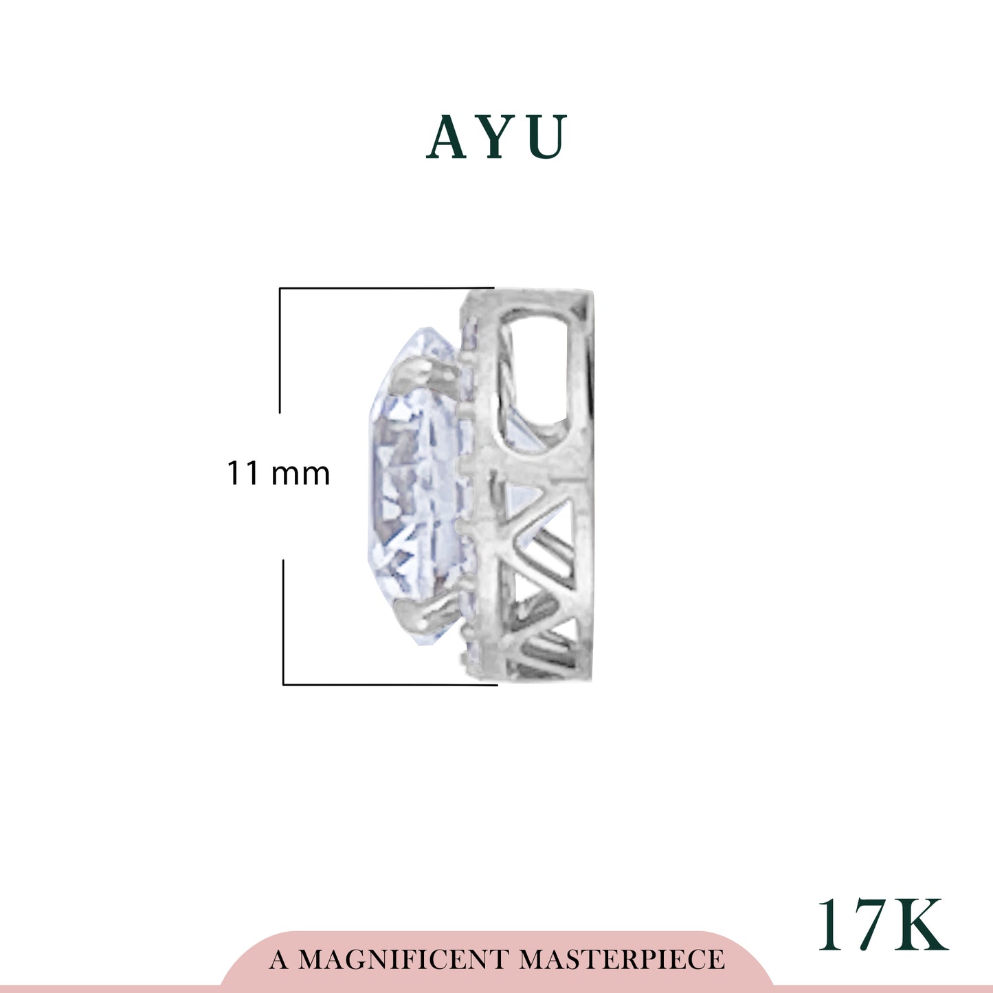 AYU Liontin Emas - Round Halo Pendant 17k White Gold