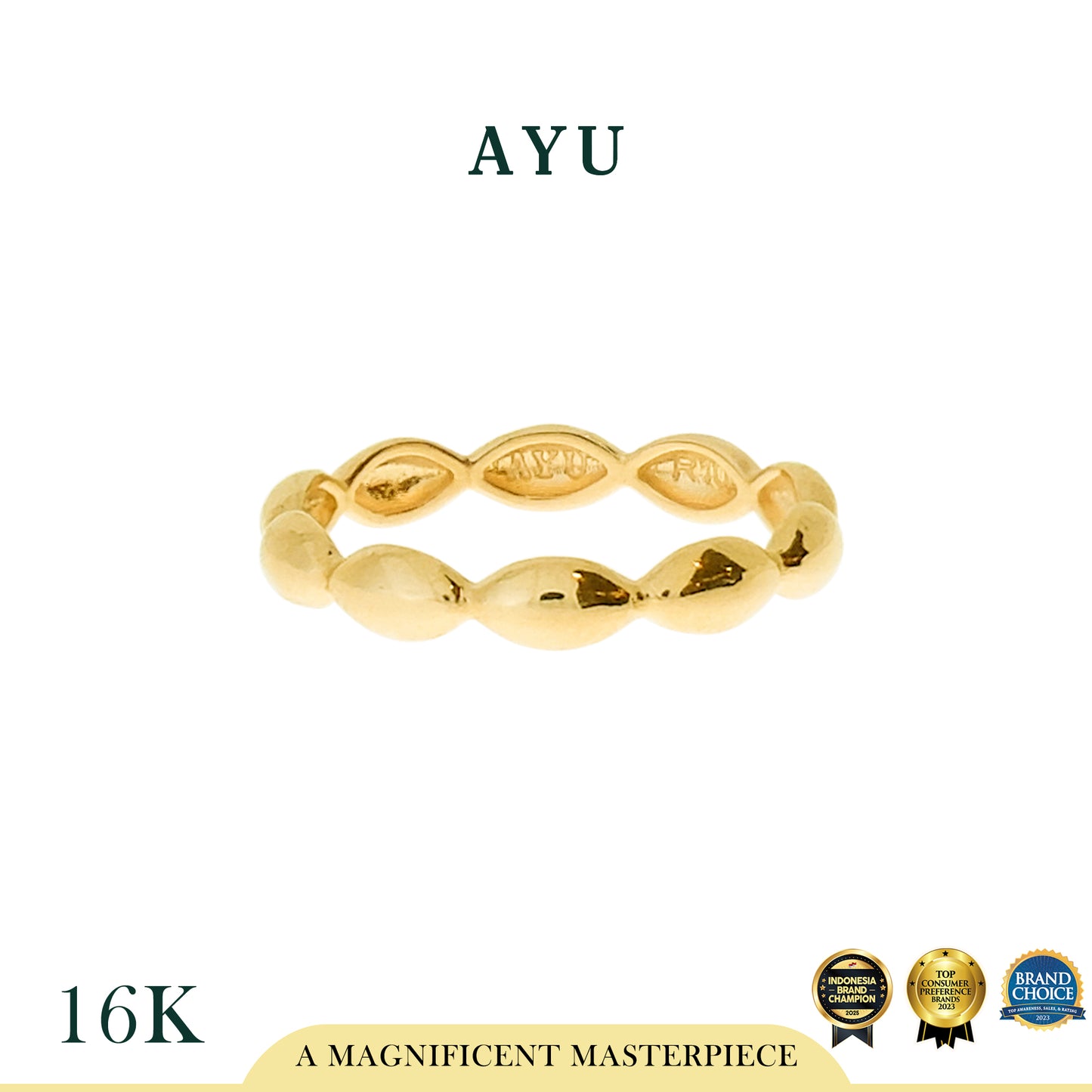 AYU Cincin Emas - Gold Chubby Pukis Stack 16k Yellow Gold