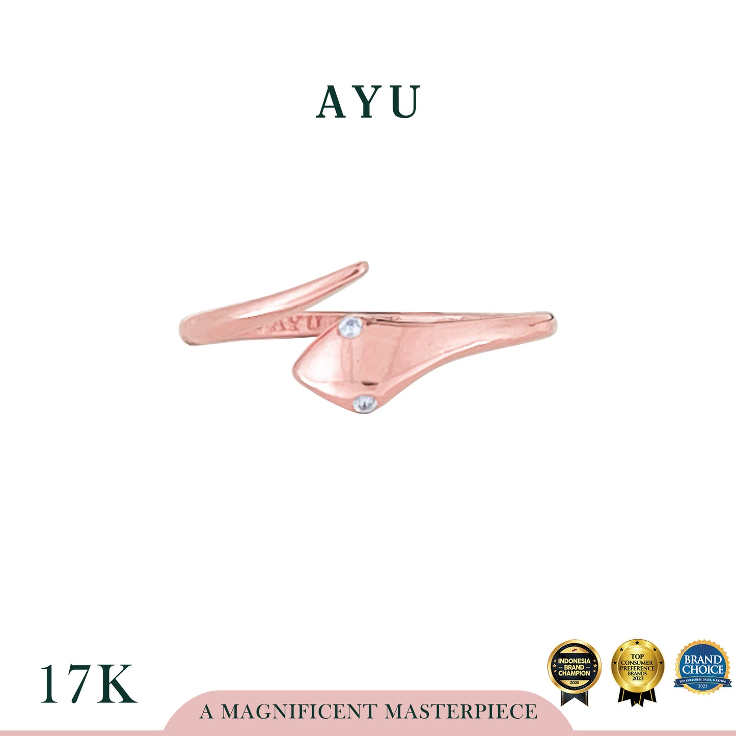 AYU Cincin Emas - Gold Sleek Serpent Ring 17k Rose Gold