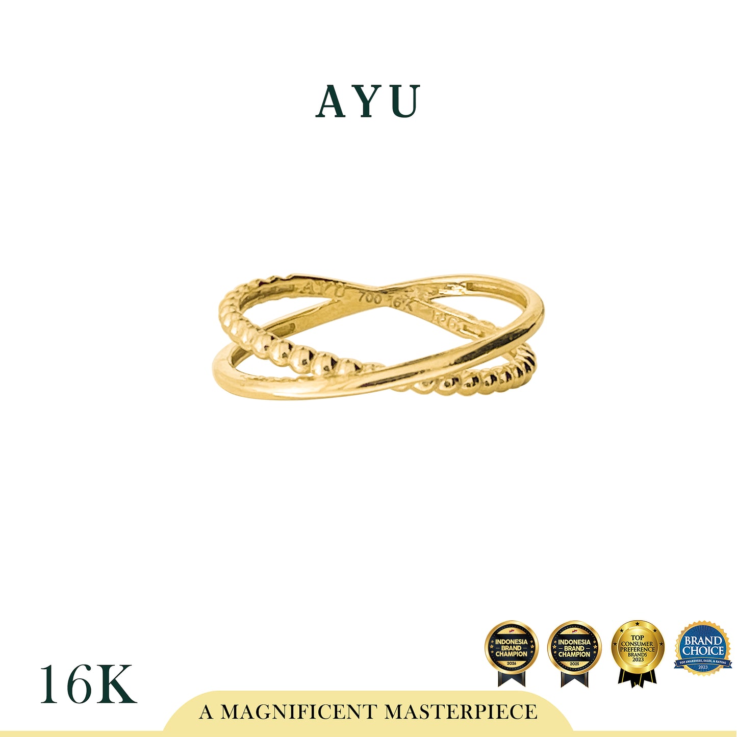 AYU Cincin Emas - X Pepper And Thin Ring 16k Yellow Gold