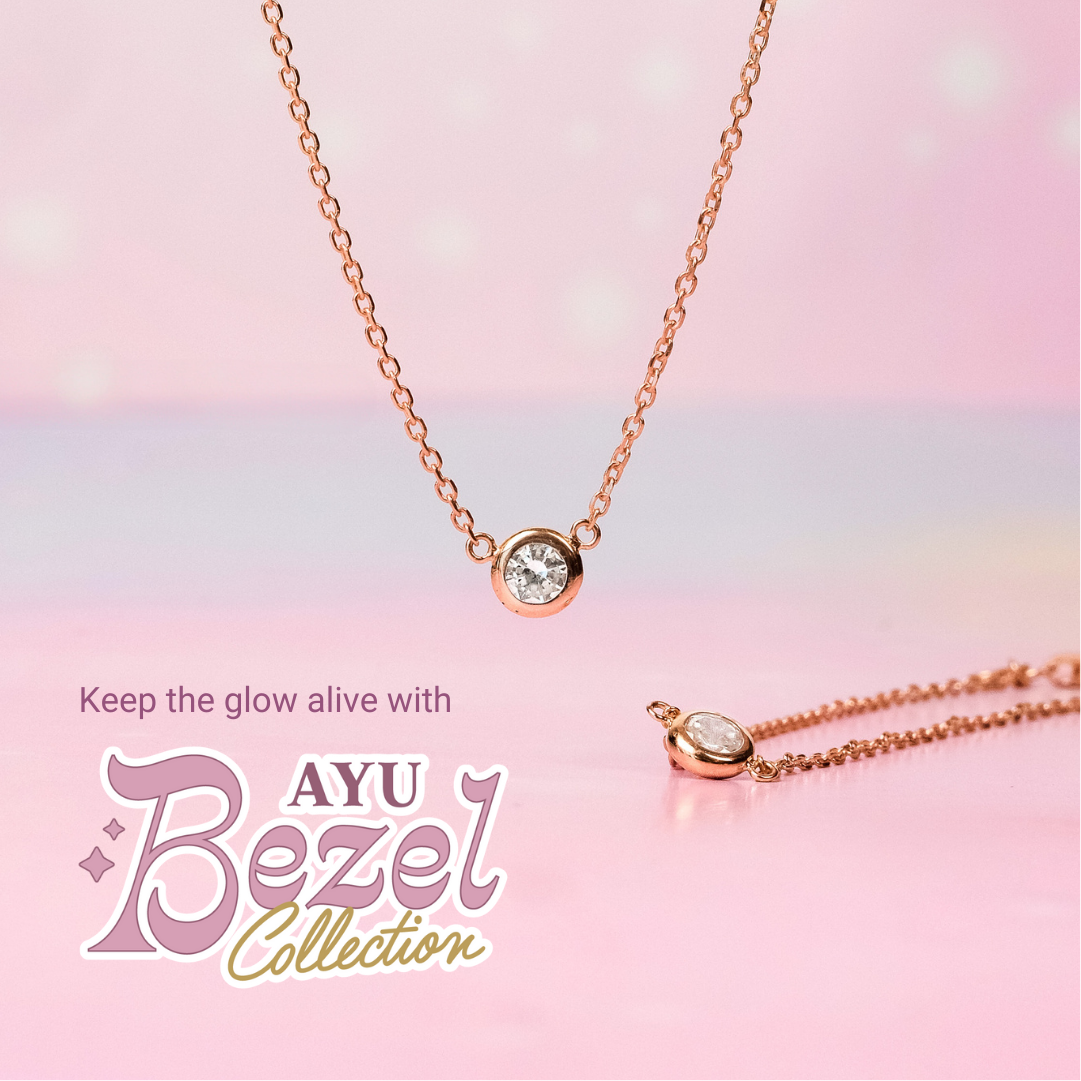 AYU Kalung Emas - Bezel Chain Necklace 17K Rose Gold