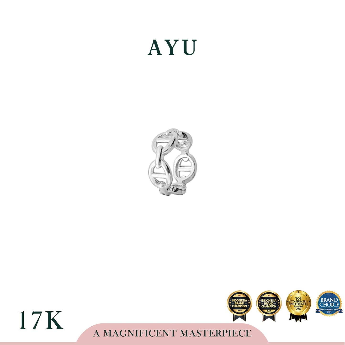 AYU Liontin Emas - Oval Link Pendant 17k White Gold