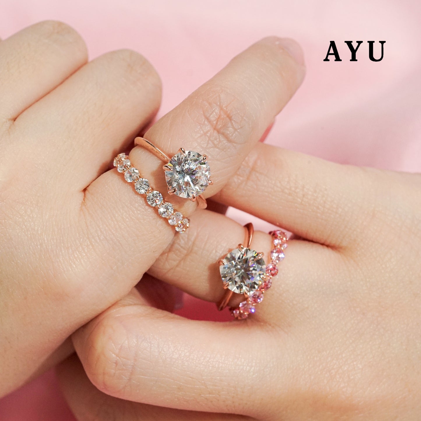 AYU Cincin Emas - Glam Gigi 6 Prong Solitaire 17K Rose Gold