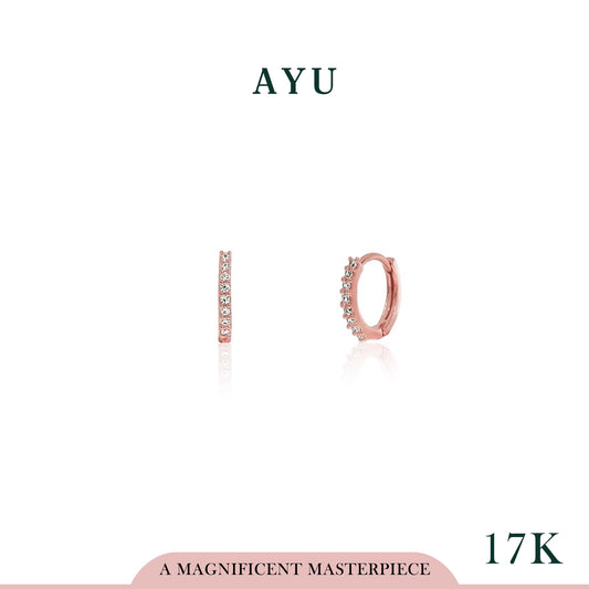AYU Anting Emas - Pave Dougnut Earrings 17K Rose Gold