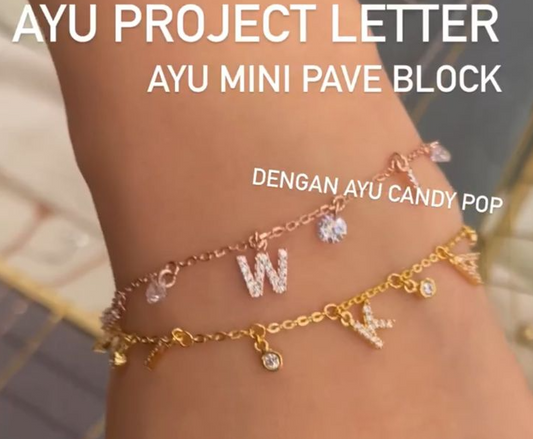 Custom Order PL Bracelet Mini Dangle Pave Block With Multi Bezel (ALFIN) 17K Rose Gold, 18 CM