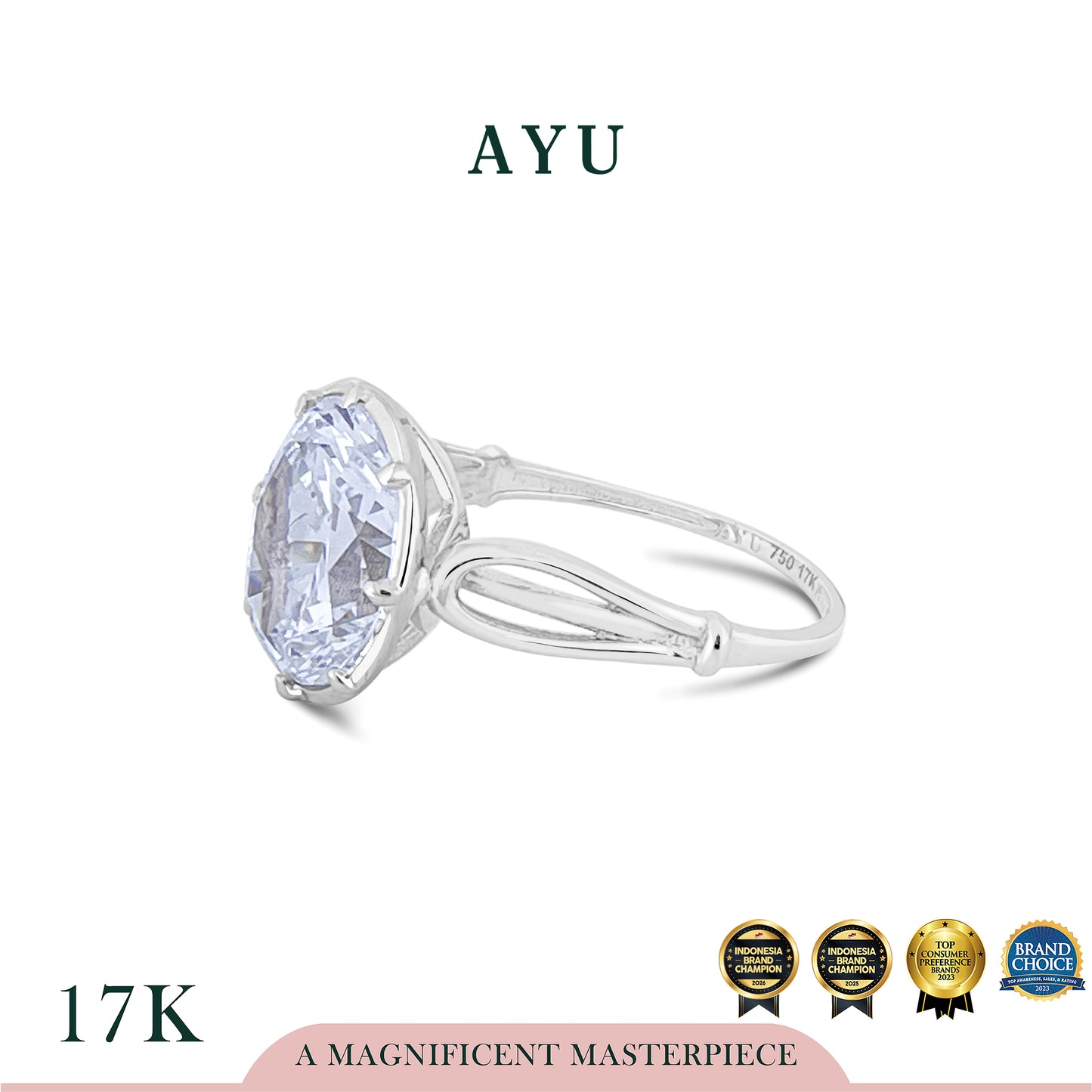 The AYU Georgian Setting In Oval Solitaire 17k White Gold
