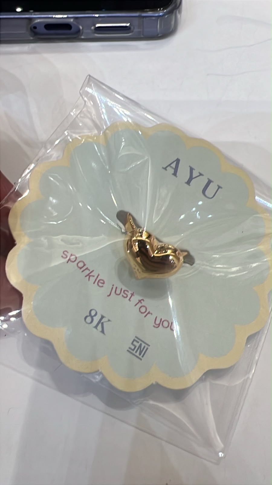 AYU Bonbon Heart Ring 8k Yellow Gold R.8