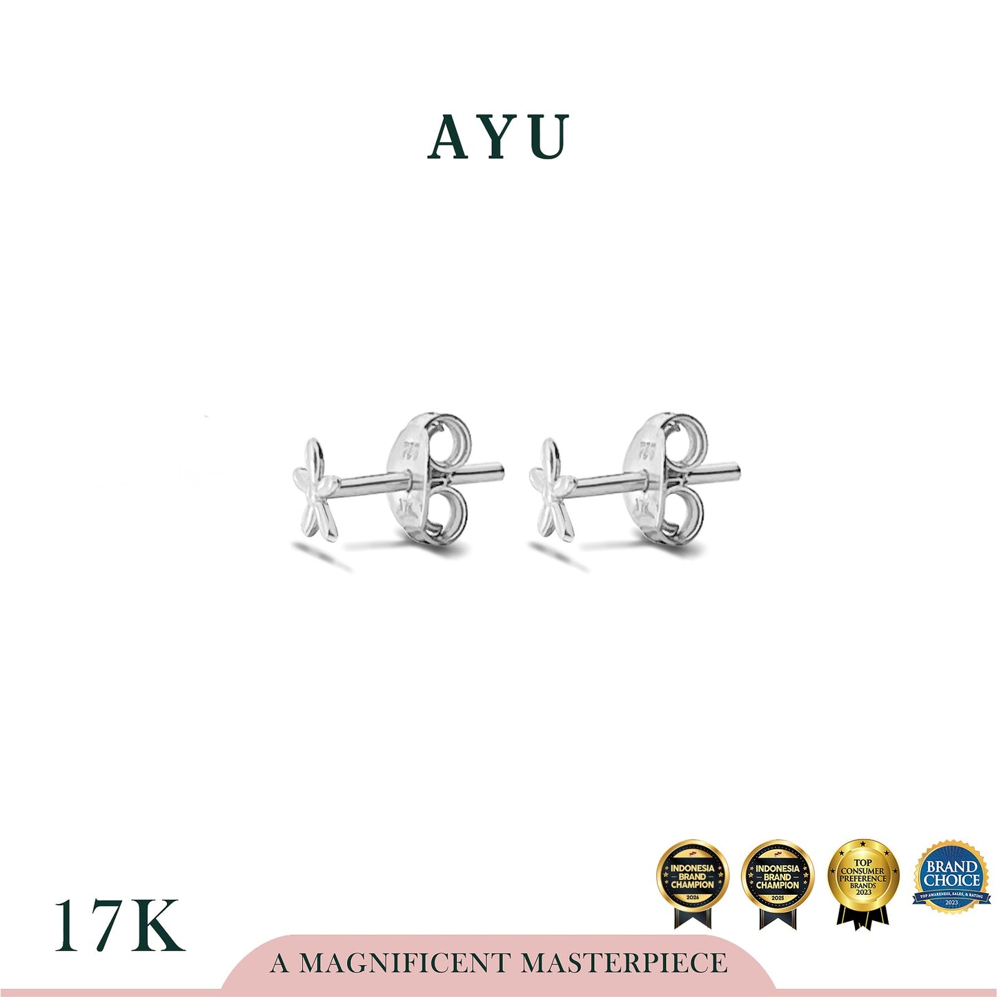 AYU Anting Emas - Starflower Studs 17k White Gold