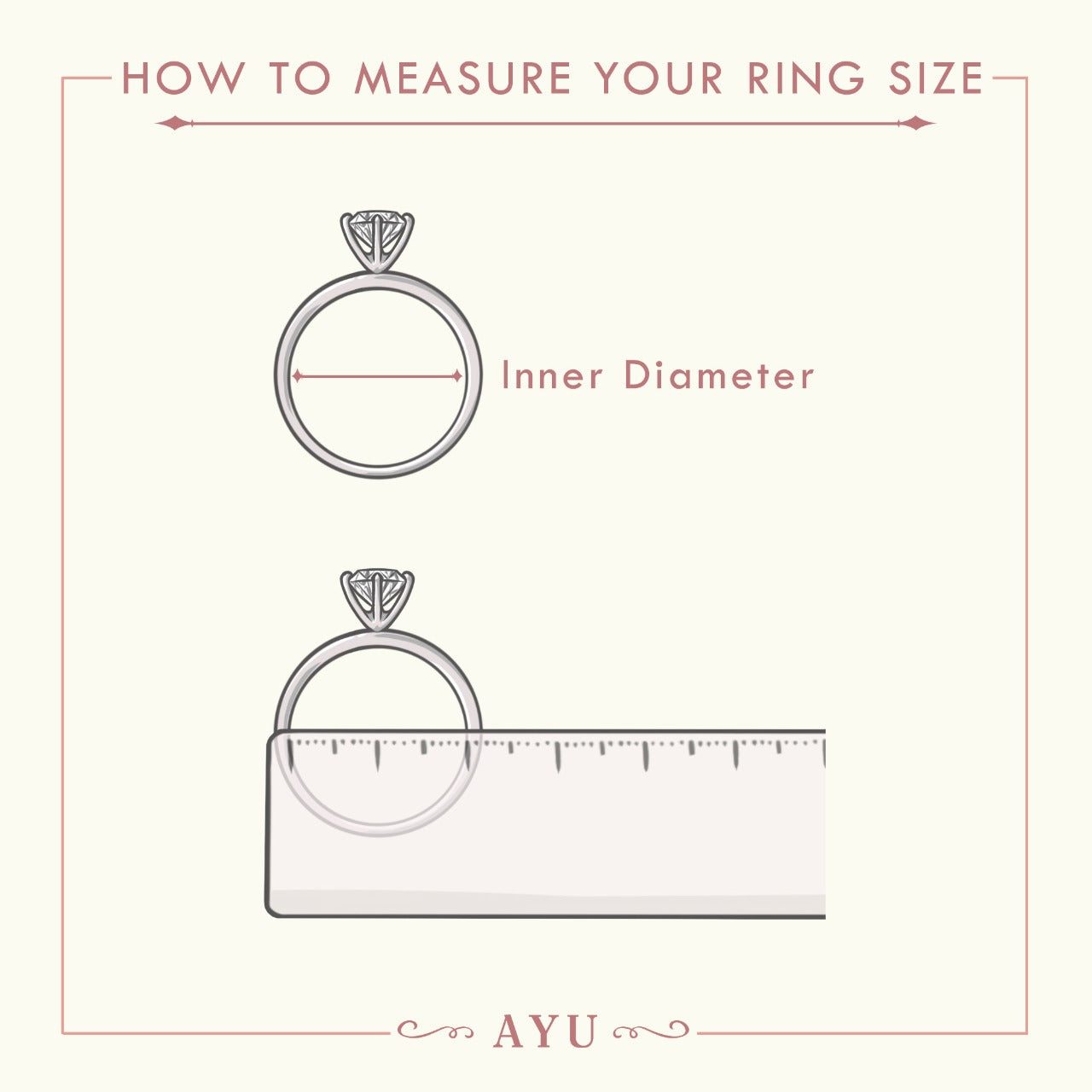 AYU Cincin Emas - Single Prong X Pave Ring 17k White Gold