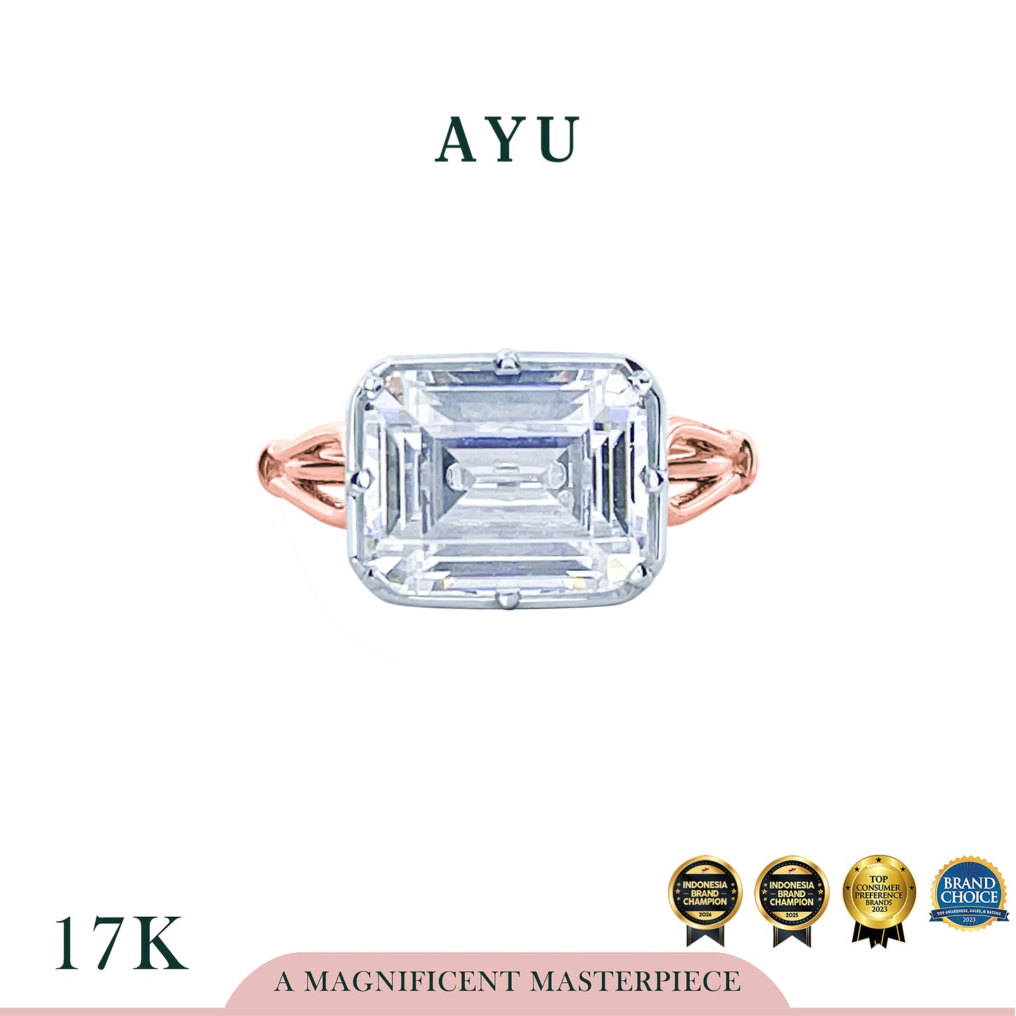 The AYU Georgian Setting In Emerald Solitaire 17k Rose Gold