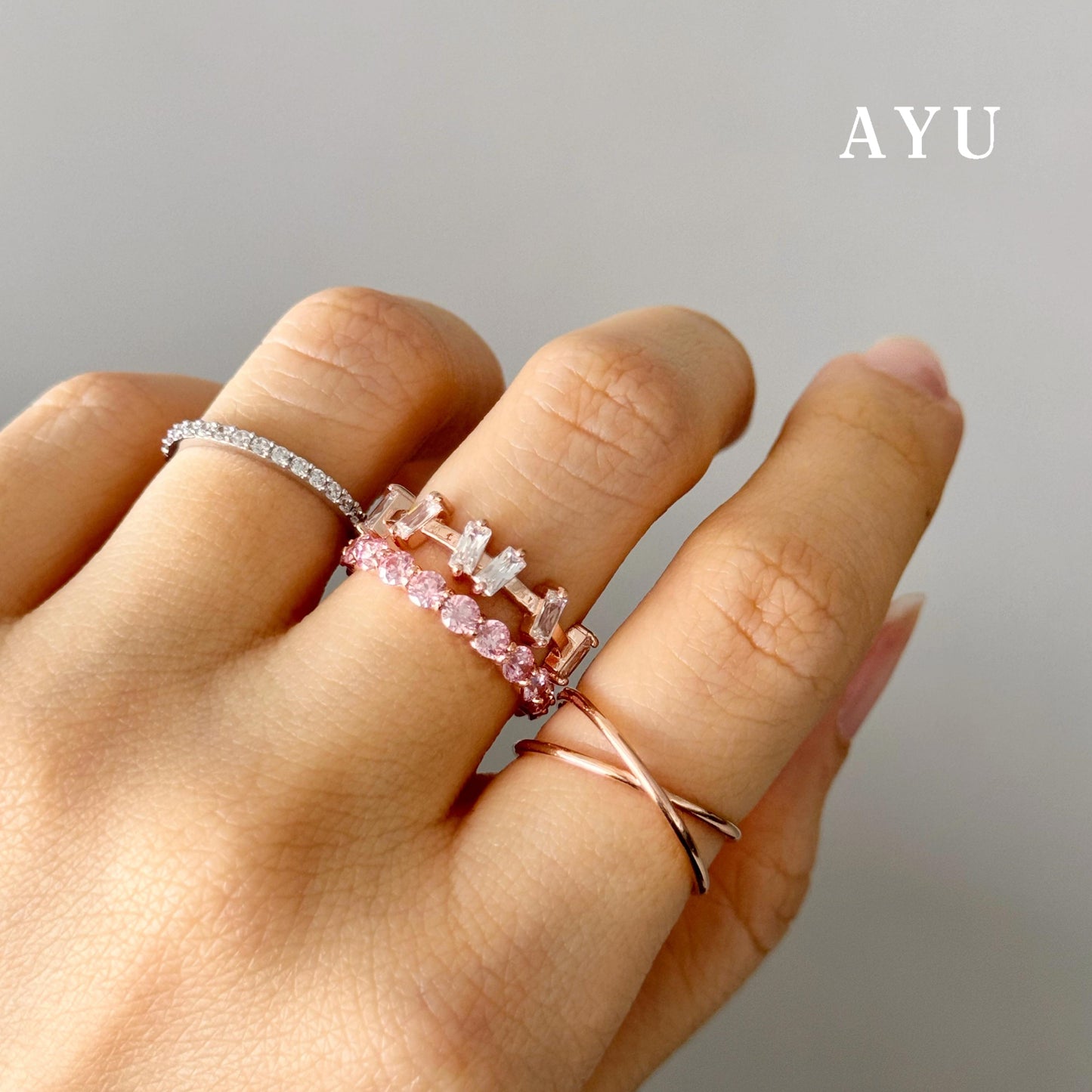 AYU Cincin Emas - X Thin Ring 17k Rose Gold