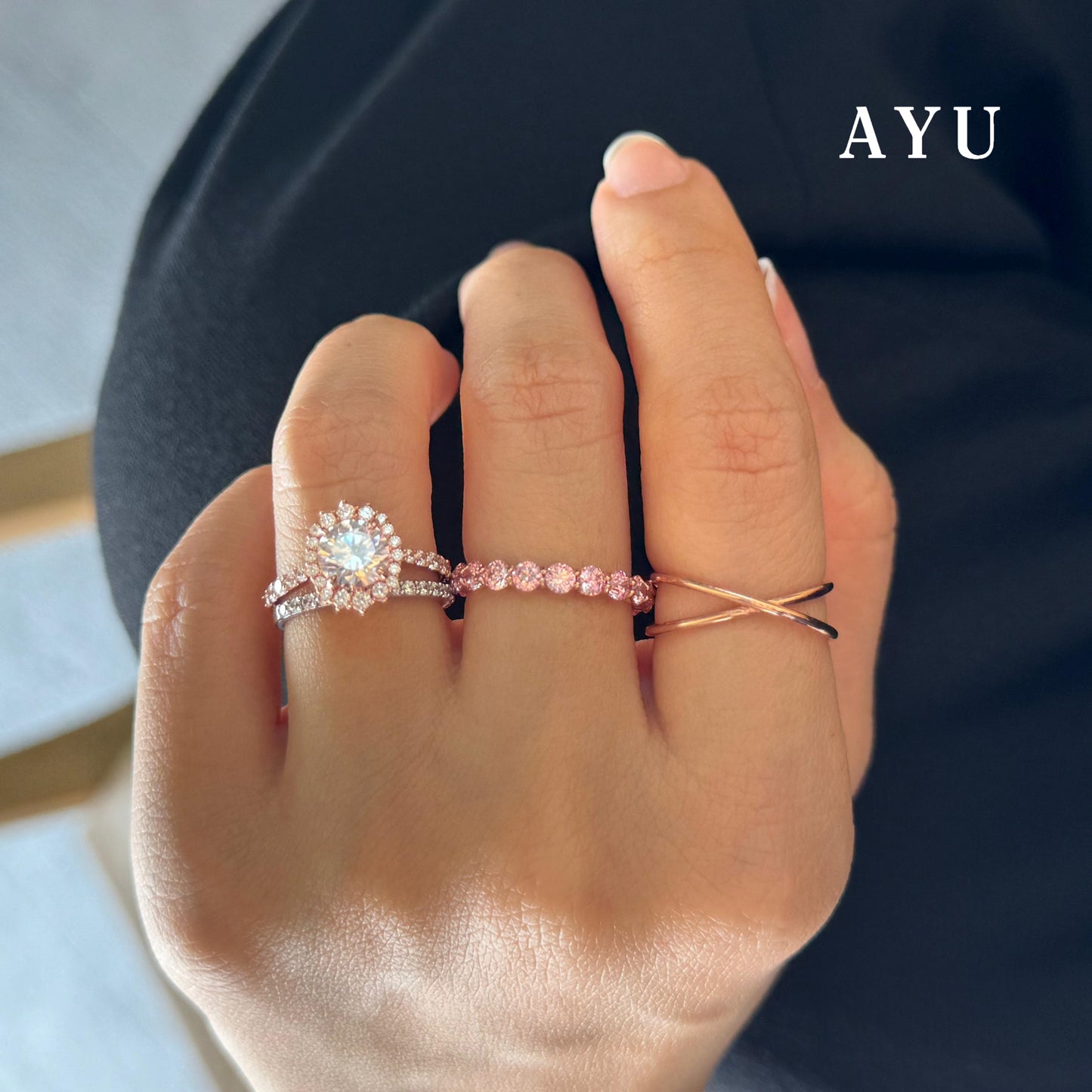AYU Cincin Emas - X Thin Ring 17k Rose Gold