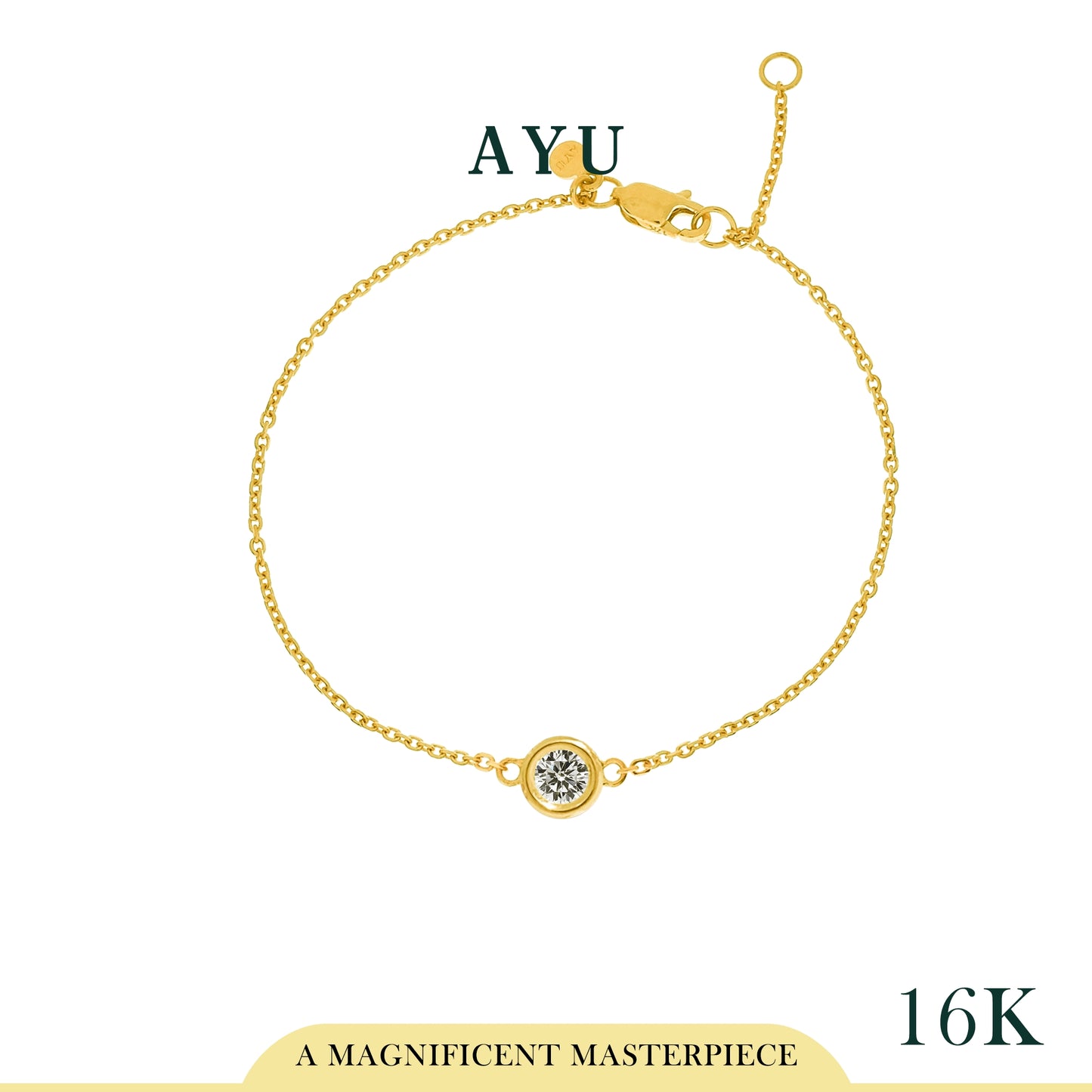 AYU Bezel Chain Bracelet 16K Yellow Gold
