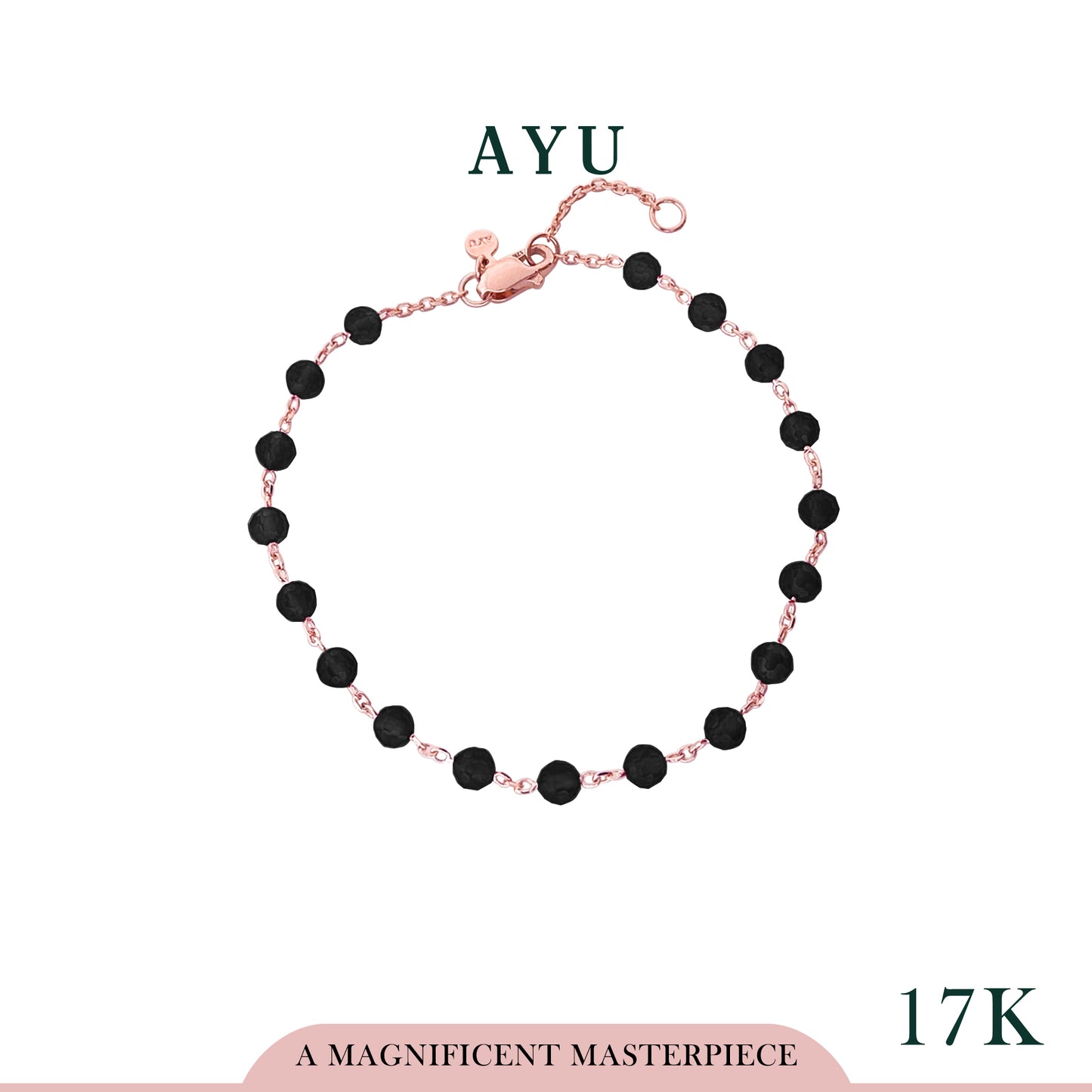 AYU Gelang Emas - Full Beads Bracelet 17k Rose Gold