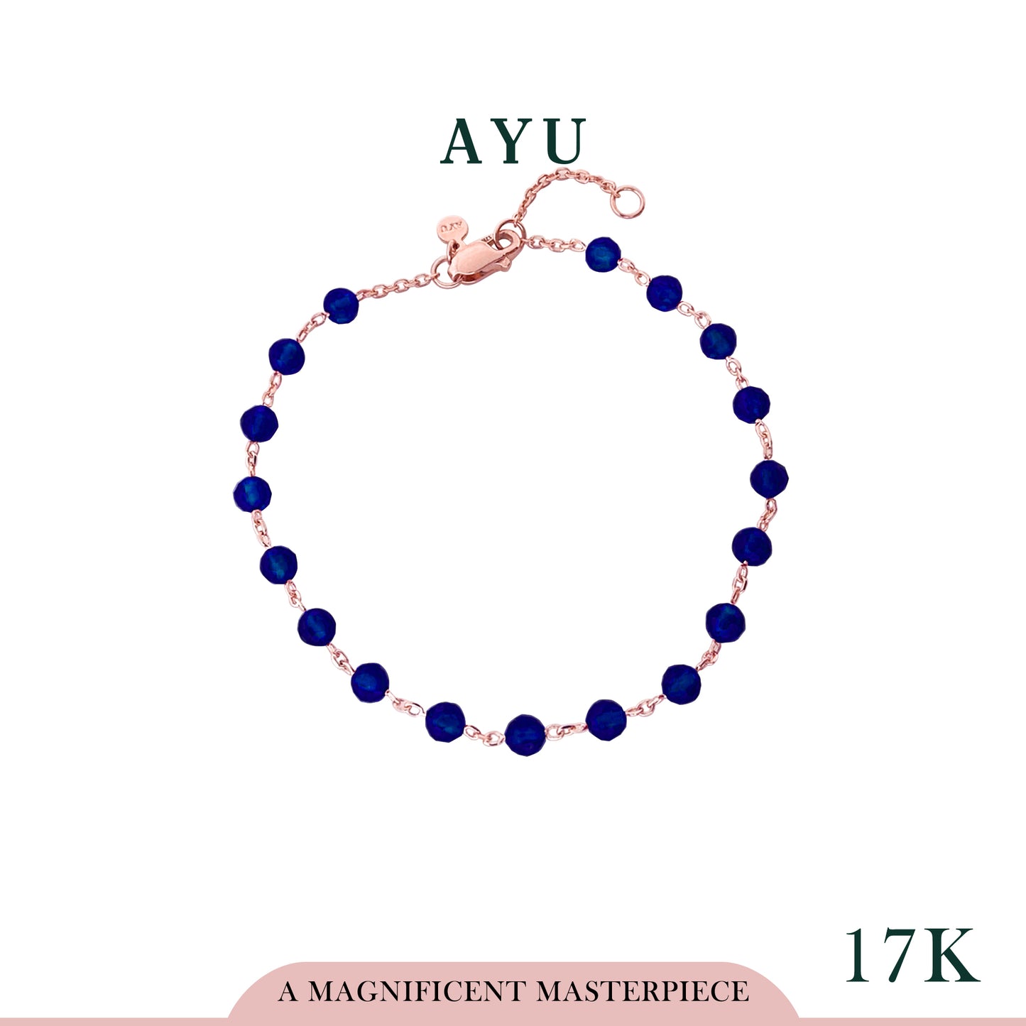 AYU Gelang Emas - Full Beads Bracelet 17k Rose Gold