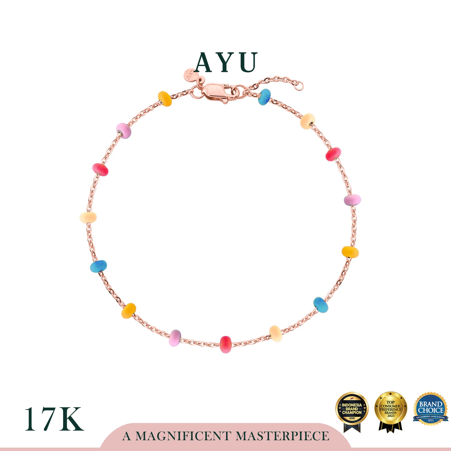 AYU Gelang Emas - Dot Dot Chain Bracelet 17k Rose Gold