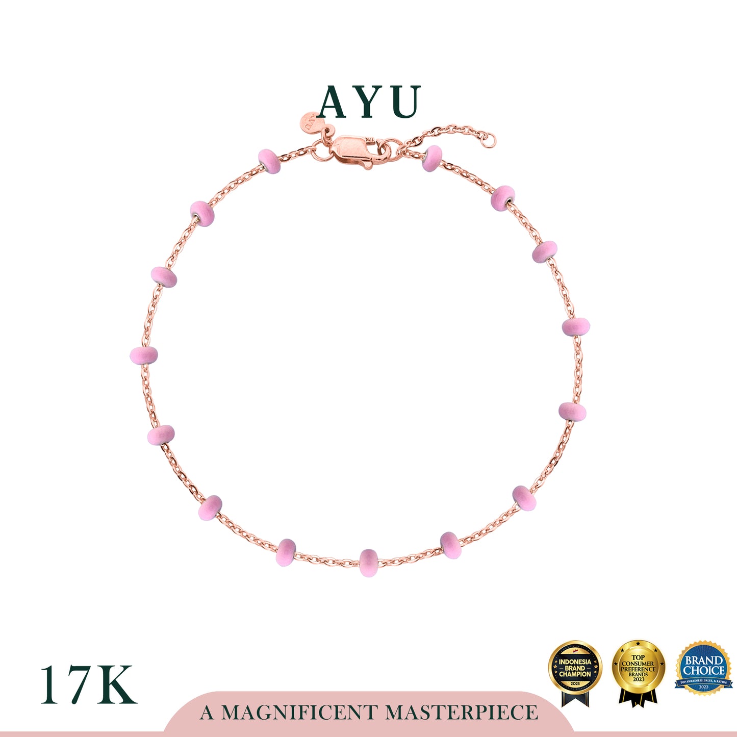AYU Gelang Emas - Dot Dot Chain Bracelet 17k Rose Gold