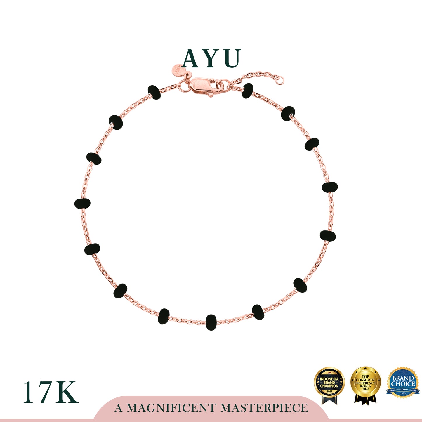 AYU Gelang Emas - Dot Dot Chain Bracelet 17k Rose Gold
