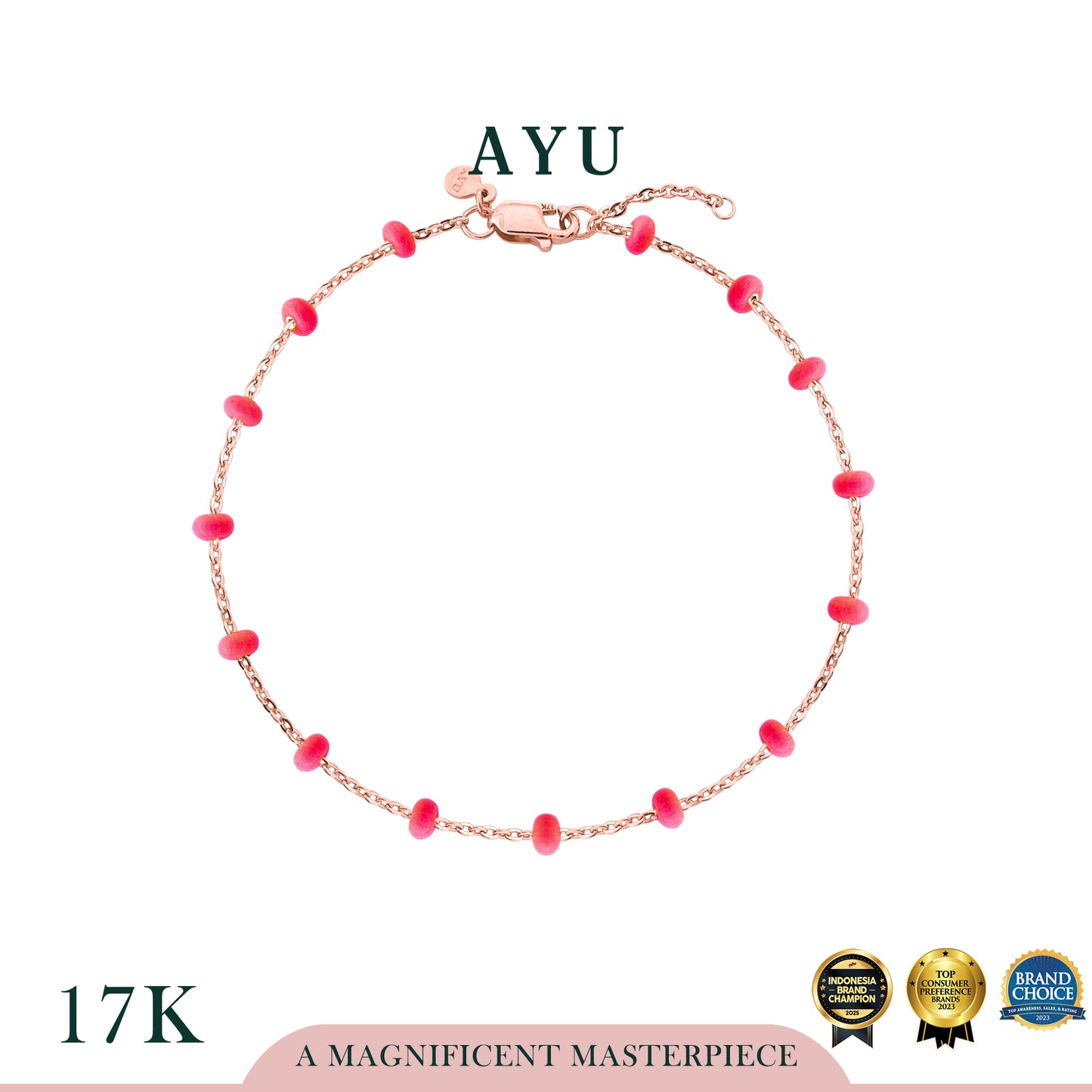 AYU Gelang Emas - Dot Dot Chain Bracelet 17k Rose Gold