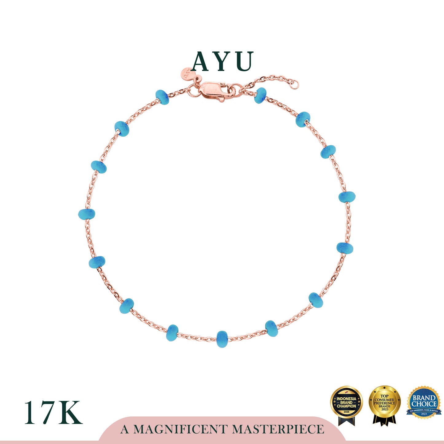 AYU Gelang Emas - Dot Dot Chain Bracelet 17k Rose Gold