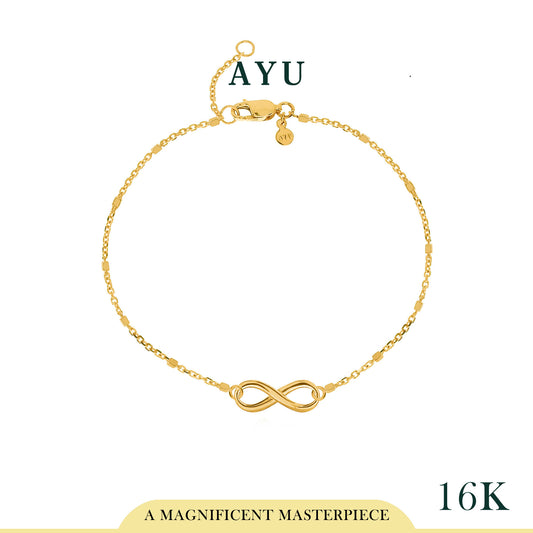 AYU Gold Infinity Bling Chain Bracelet 16K Yellow Gold
