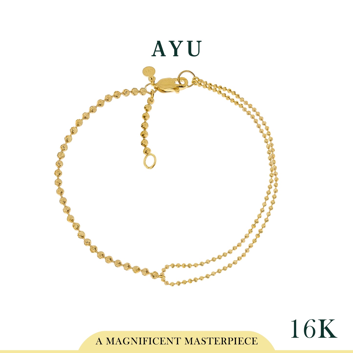 AYU Gelang Emas-Pepper Beads Party Chain Bracelet 16k Yellow Gold