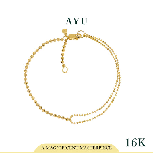 AYU Gelang Emas-Pepper Beads Party Chain Bracelet 16k Yellow Gold