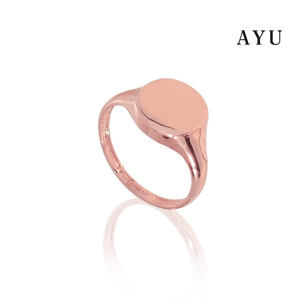 AYU Cincin Emas - Oval Signet Ring 17K Rose Gold