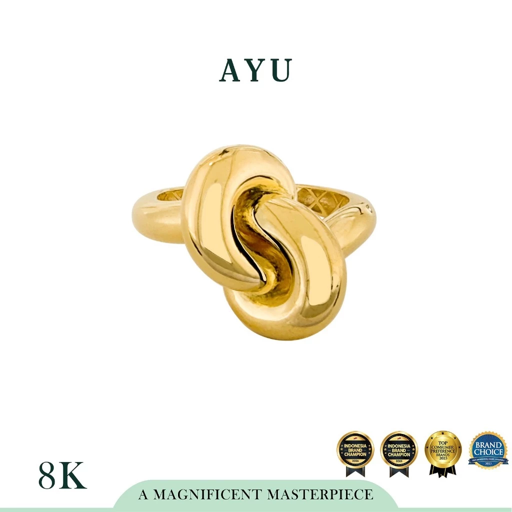 AYU Cincin Emas - Large Forget Me Knot Ring 8k Yellow Gold