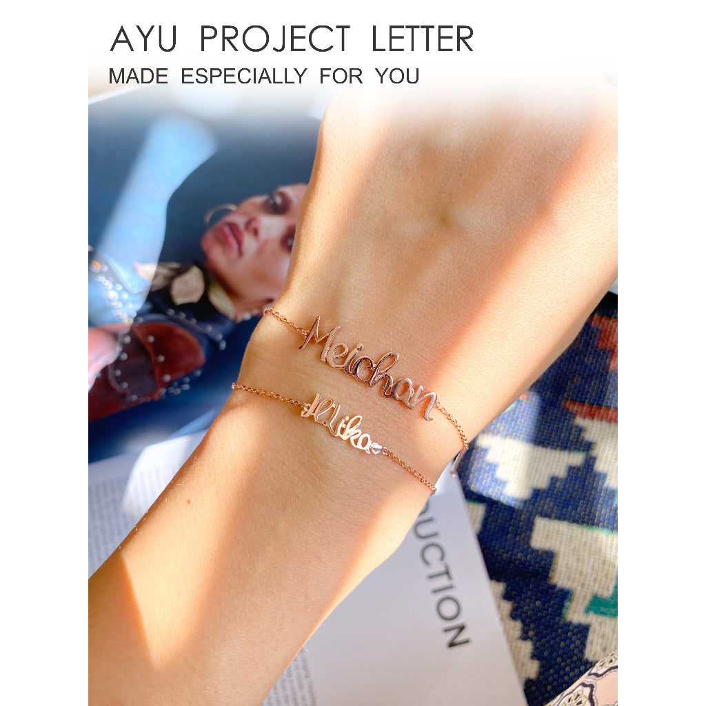 AYU Custom Gold Cursive Bracelet 17K