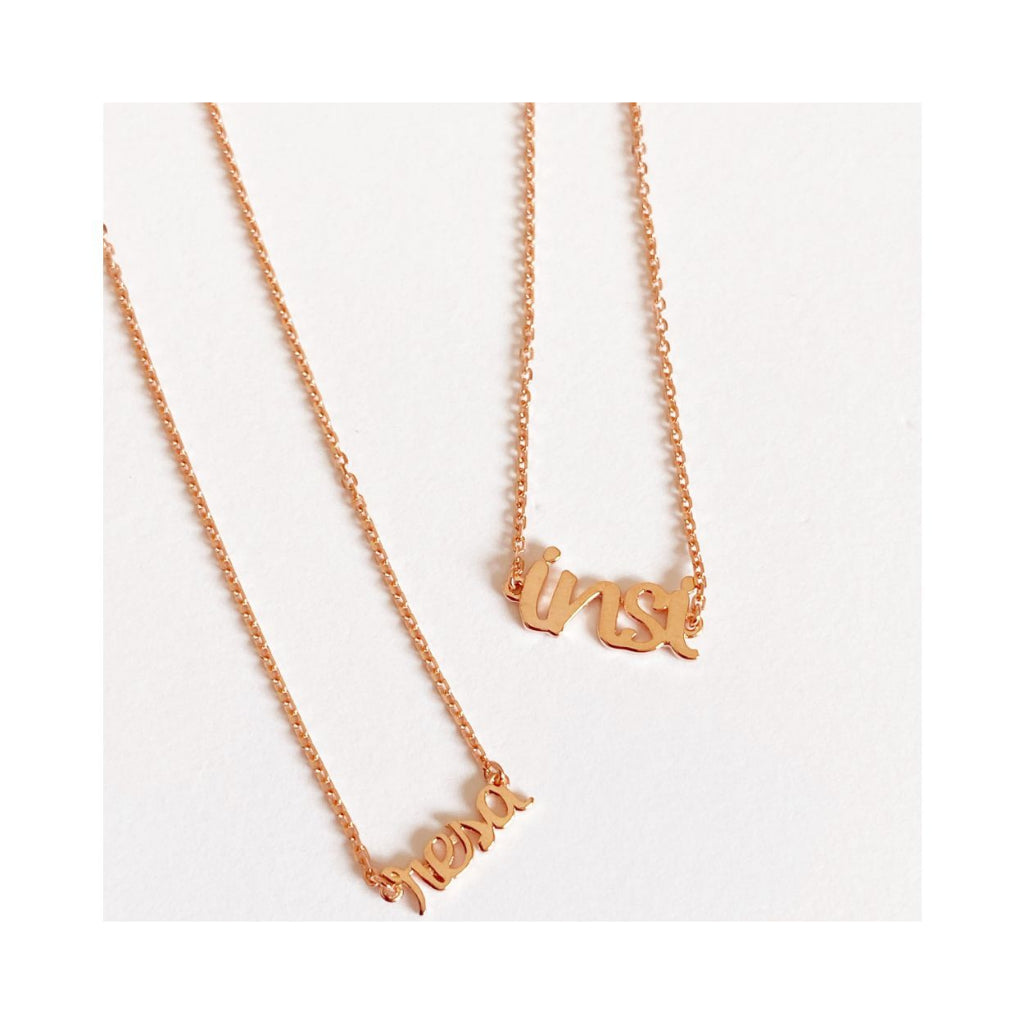 AYU Custom Gold Cursive Necklace 16k Yellow Gold