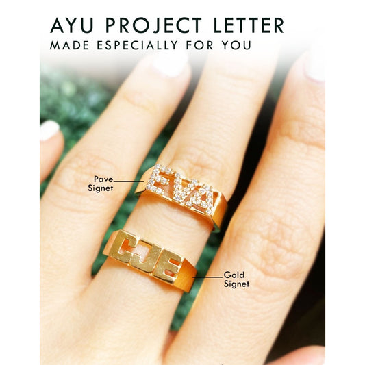 AYU Custom Cincin Pave / Gold Signet 16K Yellow gold