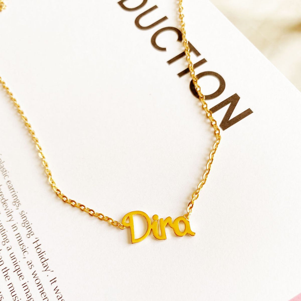 AYU Custom Gold Cursive Necklace 16k Yellow Gold