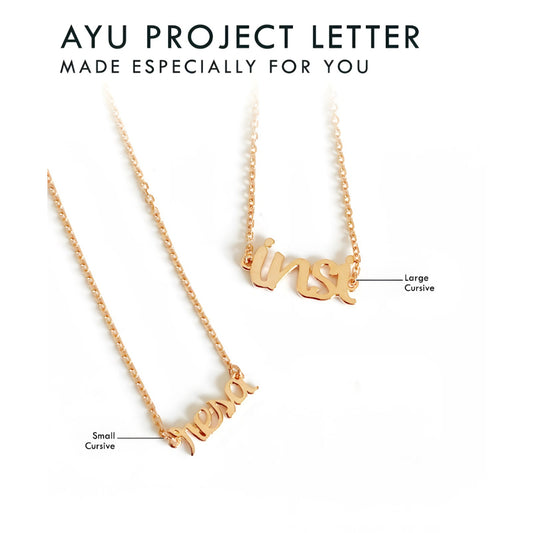 AYU Custom Gold Cursive Necklace 17k