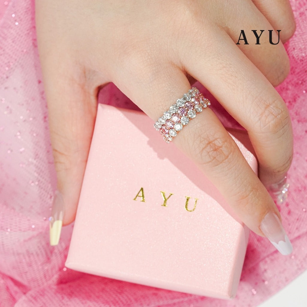 AYU Cincin Emas - Round Eternity Ring 17K White Gold