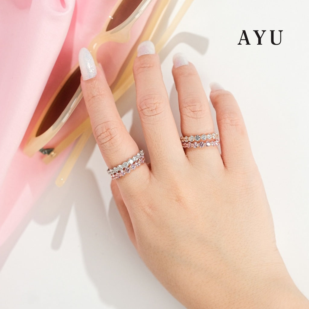 AYU Cincin Emas - Round Eternity Ring 17K White Gold