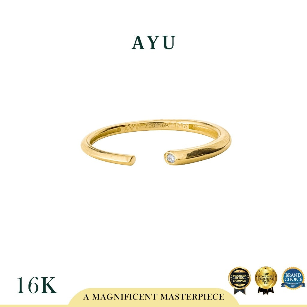 AYU Cincin Emas - Open Ring With Slanted Edge 16k Yellow Gold