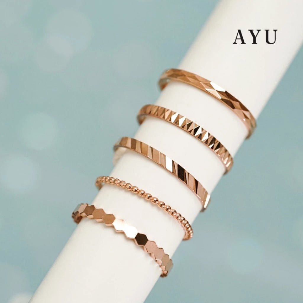 AYU Cincin Emas - Gold Honey Bee Mine Stack 17k White Gold