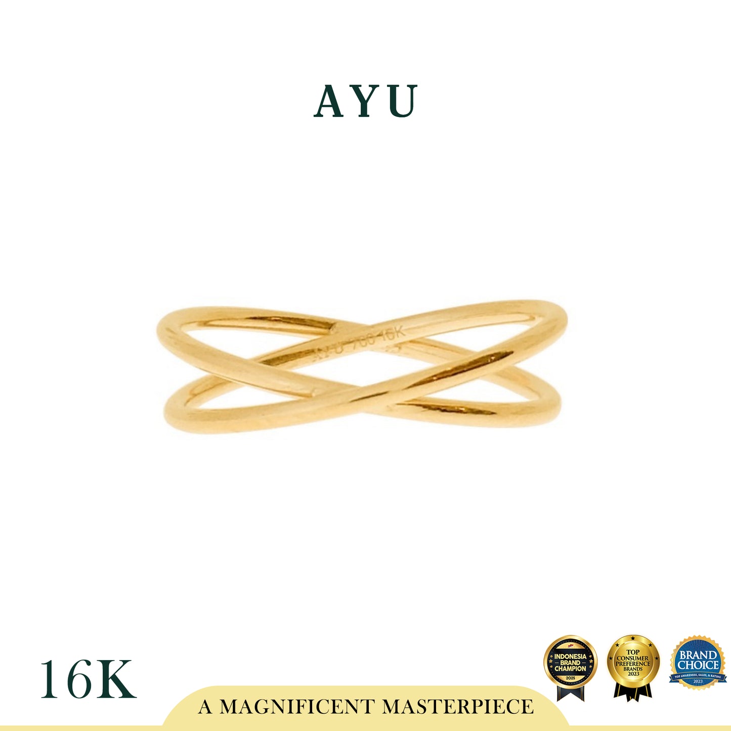 AYU Cincin Emas - X Thin Ring 16k Yellow Gold