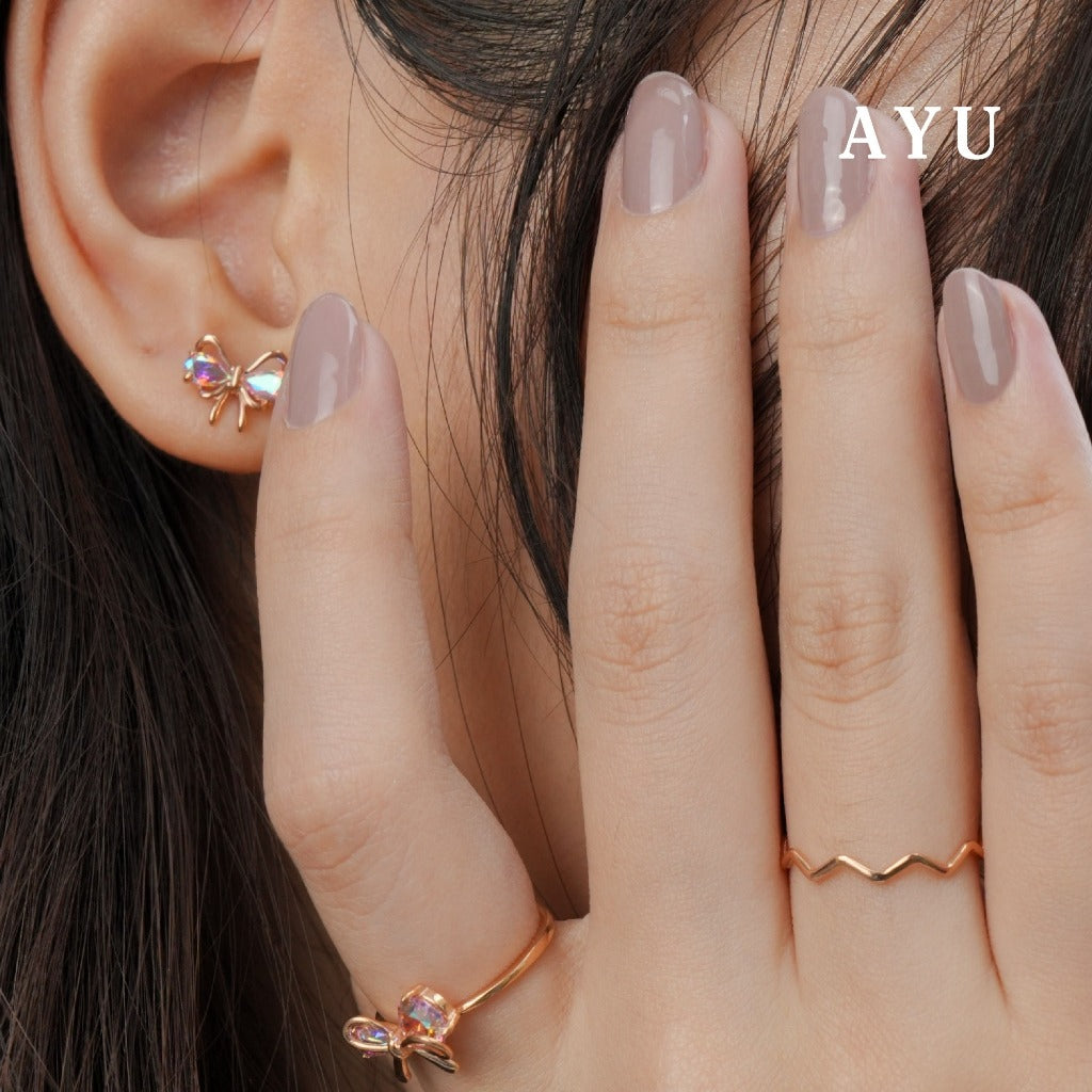 AYU Anting Emas - Pretty In Magical Ribbon Studs 16k Yellow Gold
