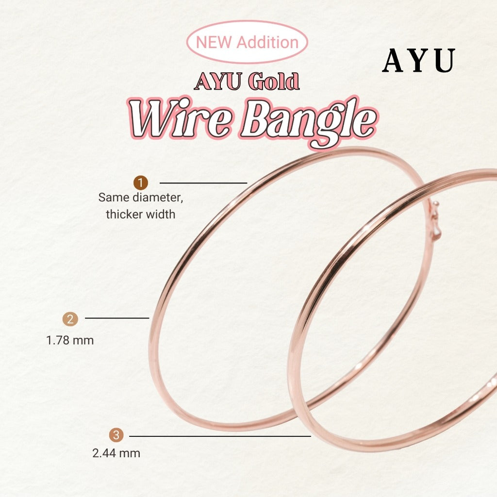 AYU Gelang Emas - Gold Wire Bangle # 3 17k Rose Gold