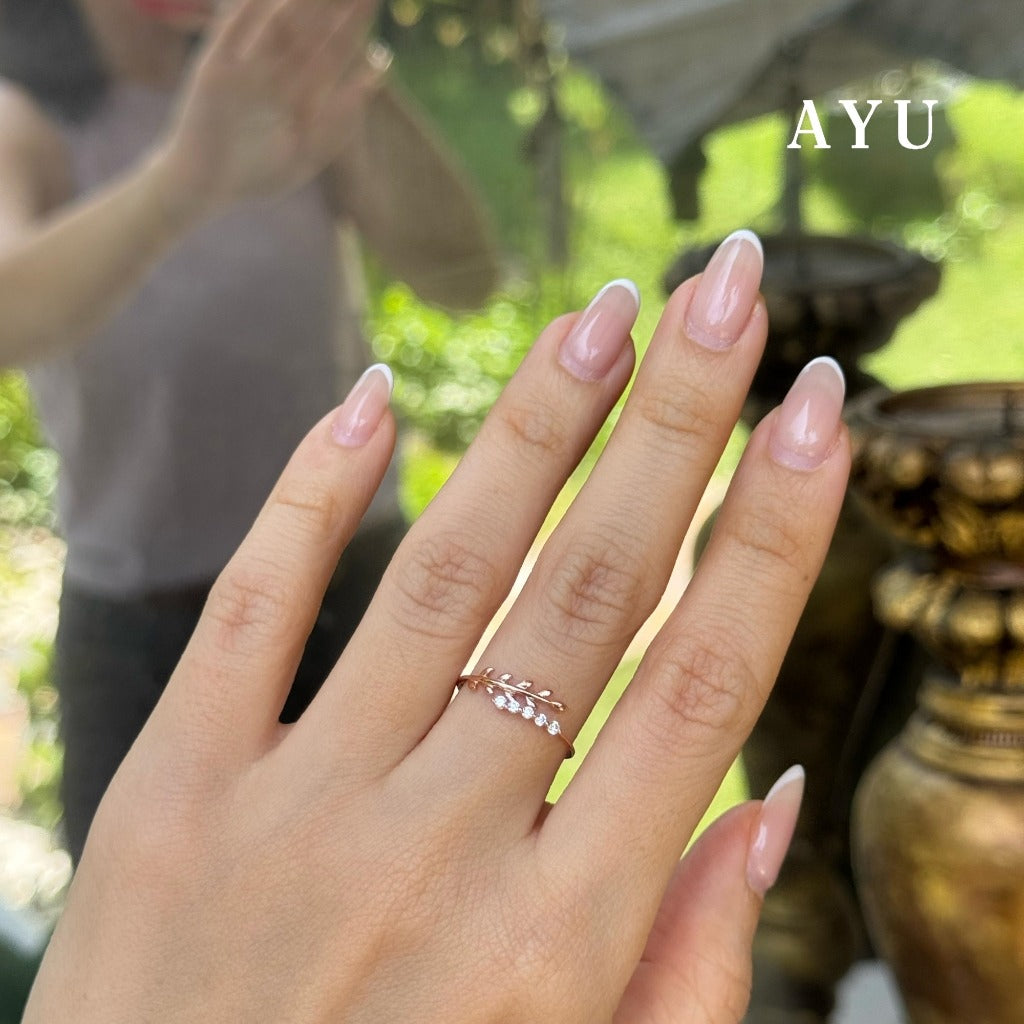 AYU Angel Vine And Single Prong Wrap Ring 17k Rose Gold