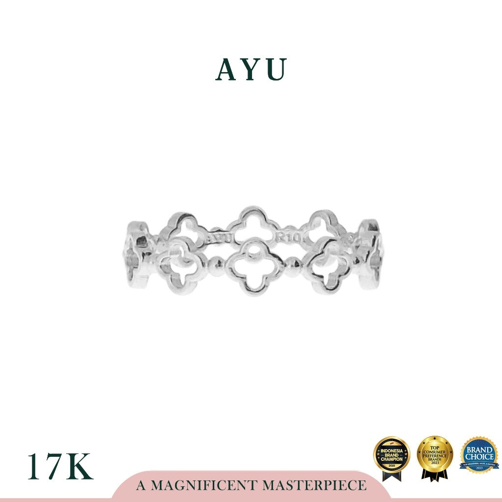 Ayu Cincin Emas - Golden Line Clover Stack 17k White Gold