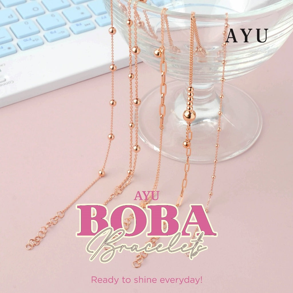 AYU Gelang Emas - Boba Party Double Layer Bracelet 17k Rose Gold
